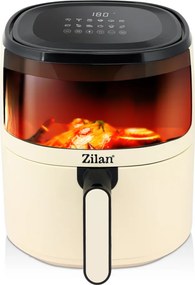Friteuza Zilan ZLN9984 tip air fryer, 1500W, capacitate 5L, temperatura maxima 200 grade, Crem