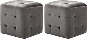 vidaXL Taburet, 2 buc., gri, 30 x 30 x 30 cm, țesătură din catifea
