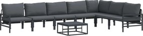 vidaXL Set de canapele pentru grădină cu pernă 8 pcs Negru Oțel