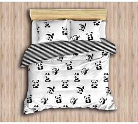 Lenjerie de pat pentru copii alb-negru pentru pat dublu 200x200 cm Panda – Mijolnir