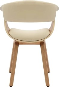 Scaun retro imitatie piele bej crem, lemn furniruit ORGANIC