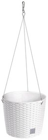 Ghiveci decorativ cu lant, rotund, alb, 25.6x21.9 cm, Rato Round WS