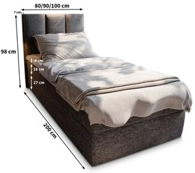 Pat boxspring tapitat MERALIS 100x200 cm maro Saltele: Saltea cu arcuri Bonell