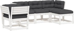 vidaXL Set mobilier grădină cu perne 5 piese alb lemn masiv de pin