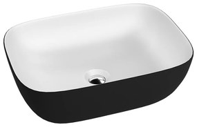 Lavoar pe blat Rune Alvar dreptunghiular 46 cm finisaj alb-negru mat