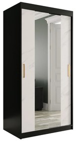 Dulap de haine 100 cm Marbelo T1 (mat negru + marmură albă). 1064558