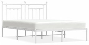 353587 vidaXL Cadru de pat metalic cu tăblie, alb, 140x200 cm
