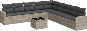 vidaXL Set canapele de grădină cu perne 10 piese gri deschis poliratan