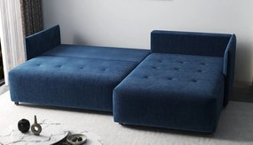 Colțar extensibil dumonde cu ladă de depozitare si sezut confortabil din spuma high-density, Malta Zoom Blue 235x185 cm