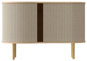 Comodă bej/în culoare naturală joasă cu aspect de lemn de stejar cu ușă glisantă 100x67 cm Audacious – UMAGE