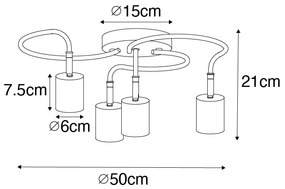 Plafoniera moderna cu spoturi negre reglabile cu 4 lumini - Java