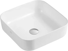 Lavoar pe blat Invena Malaga patrat 39 cm alb lucios