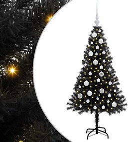 vidaXL Brad de Crăciun cu 150 LED cu suport Negru 120 cm PVC