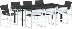 vidaXL Set de masă pentru grădină 9 pcs Alb Oțel vopsit electrostatic
