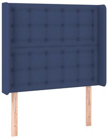 Tablie de pat cu aripioare, albastru, 83x16x118 128 cm, textil 1, Albastru, 83 x 16 x 118 128 cm