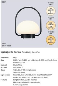 Lampa portabila, Corp de iluminat decorativ pentru exterior Sponge 20 2018145003 NL