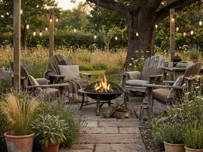 Foc de tabara metalic portabil FIREBOWL ∅ 90 cm, negru