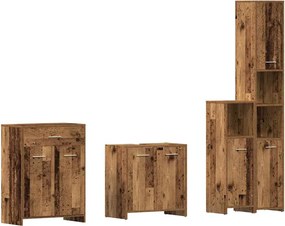 vidaXL Set mobilier de baie, 4 piese, lemn vechi, lemn prelucrat