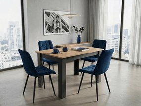 Scaun de dining SPLIT VELVET cu picioare negre, albastru