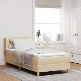 vidaXL Pat Box Spring cu saltea, material crem, 80 x 200 cm.