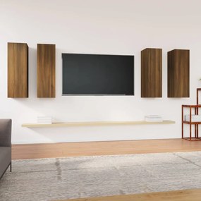 Dulapuri TV, 4 buc., stejar maro, 30,5x30x90 cm, lemn prelucrat 4, Stejar brun, 30.5 x 30 x 90 cm