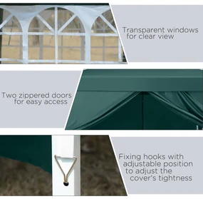 Foisor Impermeabil Outsunny cu Paneluri Laterale Pliabile 3x3m, Verde | Aosom RO
