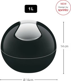 Coș de gunoi negru din plastic 1 l Bowl – Spirella
