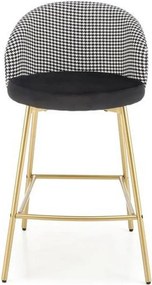 Scaun bar H113, negru/gri/auriu, stofa catifelata/otel, 47x55x85 cm