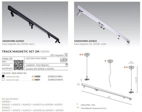 Set 2m sina magnetica monofazata cu iluminat inclus Alfa 52M2034BK negru, 3000K