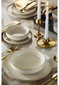 Set de veselă 16 piese, porțelan alb cu accente aurii