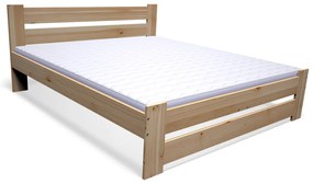 Expedo Pat din lemn masiv STUDY + somieră GRATIS + saltea spumă MORAVIA 16 cm + somieră, 160x200cm, natural/lac nu