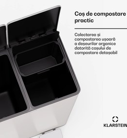 Klarstein EcoVista, coș de gunoi cu composter, 60 l + 3 l/coș + composter, Soft-Close