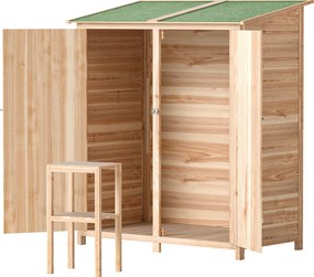 Outsunny Șopron pentru unelte, șopron pentru scule cu masă laterală, lemn de brad, 140 x 75 x 157 cm | Aosom Romania