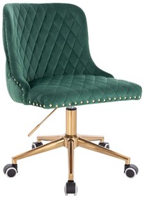 HR940K Scaun Verde din Catifea cu Bază Aurie