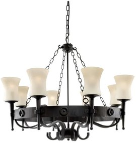 Searchlight CARTWHEEL 0818-8BK – candelabru pe lanț, 8 x E27, 60 W, 230 V, negru