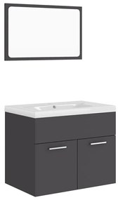 3070867 vidaXL Set mobilier de baie, gri, lemn prelucrat