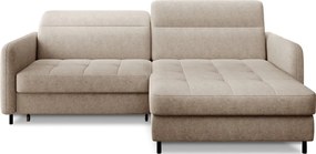 Colțar bej extensibil/cu spațiu de depozitare cu tapițerie din chenille (cu colț pe partea dreaptă/cu șezlong) Gomsi – ELTAP