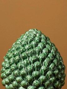 Sculptură decorativă din ceramică, formă de anghinare, verde antichizat, 24 × 19.5 cm, „Artichoke"