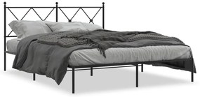 376505 vidaXL Cadru de pat metalic cu tăblie, negru, 160x200 cm