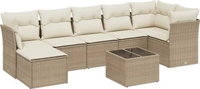 vidaXL Set canapele de grădină, 8 piese, cu perne, bej, poliratan