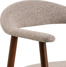 MAZZONI EXPORT ADELE Bej Latte (țesătură Monza 60)/cadru Nuc Baituit - SCAUN DIN LEMN BOUCLÉ PENTRU SALON SUFRAGERIE BUCĂTĂRIE RETRO