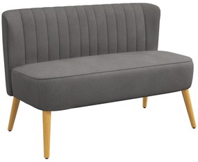 HOMCOM Canapea retro 2 locuri, picioare din lemn, 117 cm x 56,5 cm x 77 cm, gri închis | Aosom Romania