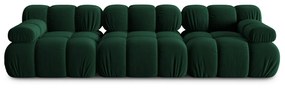 Canapea modulara Bellis cu 3 locuri si tapiterie din catifea, verde inchis