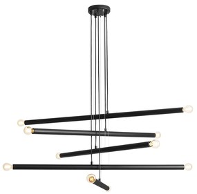 Lustra din metal negru cu 10 becuri Tubo, 105 cm