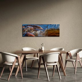 Tablou detailat - apa între pietre (cu ceas) (90x30 cm)
