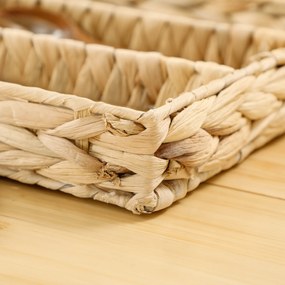 HOMCOM Coș de depozitare trestat din papură de apă cu 4 compartimente, pentru baie, dormitor, naturale | Aosom Romania