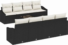 vidaXL Set de canapea cu pernă 7 pcs Negru și Crem poliratan