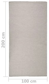 Covor de exterior, gri taupe, 100x200 cm, tesatura plata Gri taupe, 100 x 200 cm