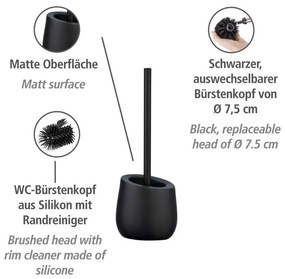 Perie de WC negru-mat din ceramică Badi – Wenko