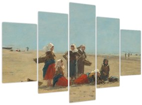 Tablou - Eugène Boudin, Women on the Beach at Berck, reproducere (150x105 cm)